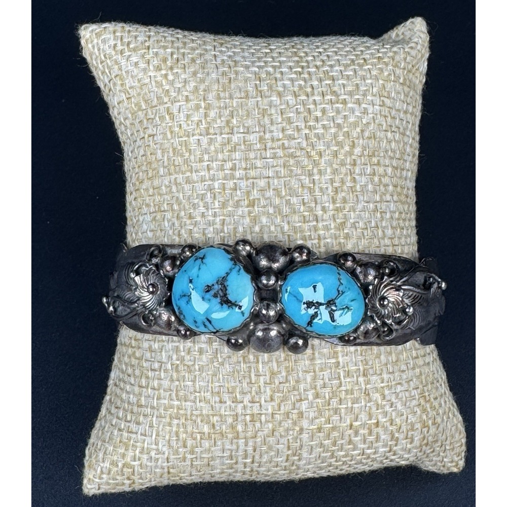 Rose Castillo RC‎ Sterling Silver Navajo Turquoise Cuff Bracelet 44.4g Signed